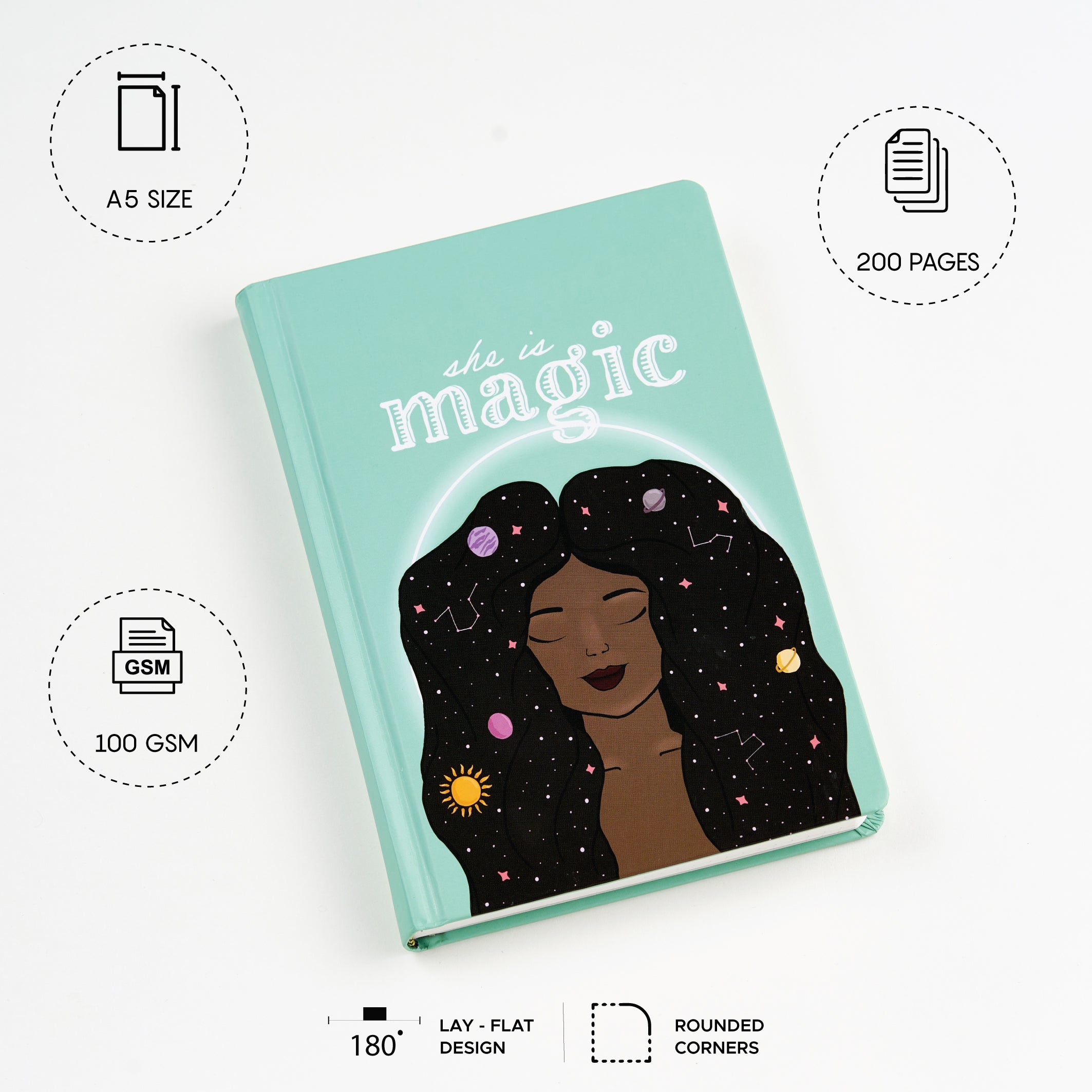 She is Magic - Designer Hard Cover Notebook