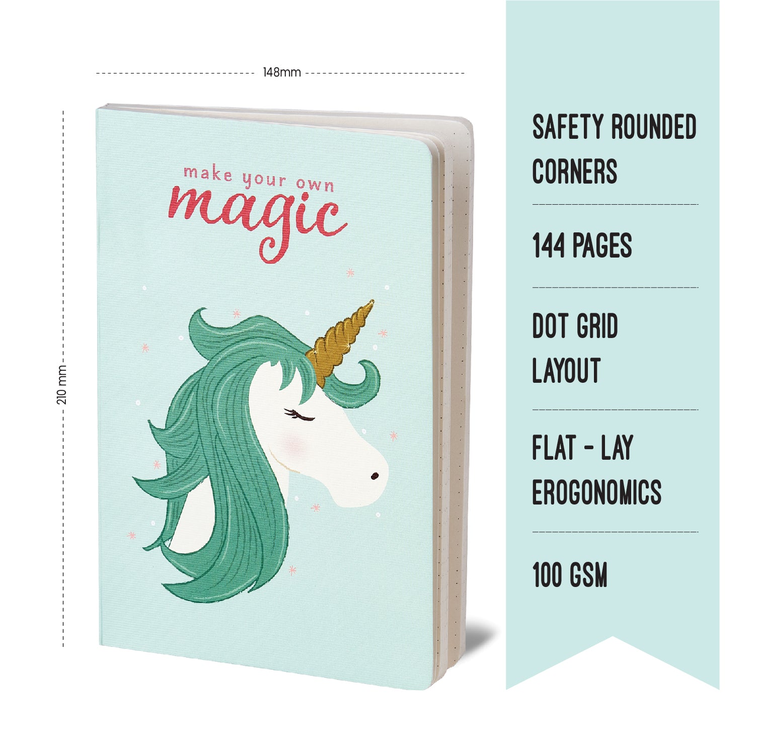 Teal Unicorn: Plain Notebook - Image 2