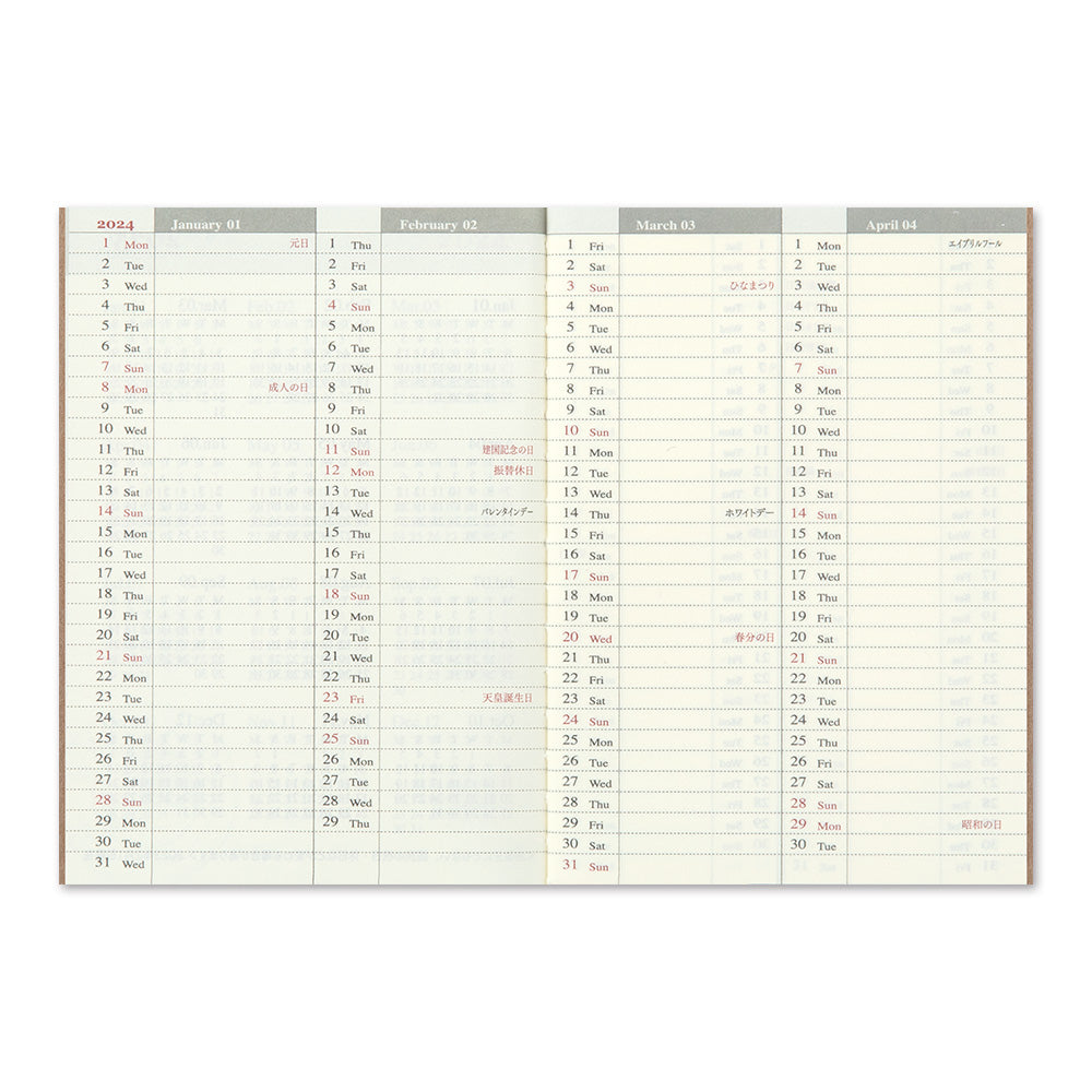 TRAVELER'S notebook Passport Size Refill 2024 Weekly - Image 5