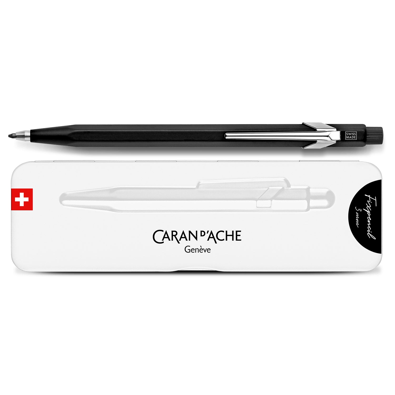 Caran d'Ache FixPencil 3mm Mechanical Pencil - Black Button Slim pack
