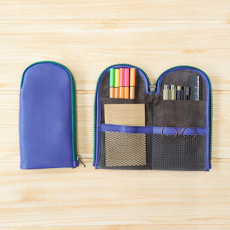 Colour Block Pen Pouch - Cornflower Green - Image 4