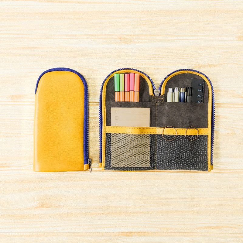 Colour Block Pen Pouch - Sunshine Blue - Image 6