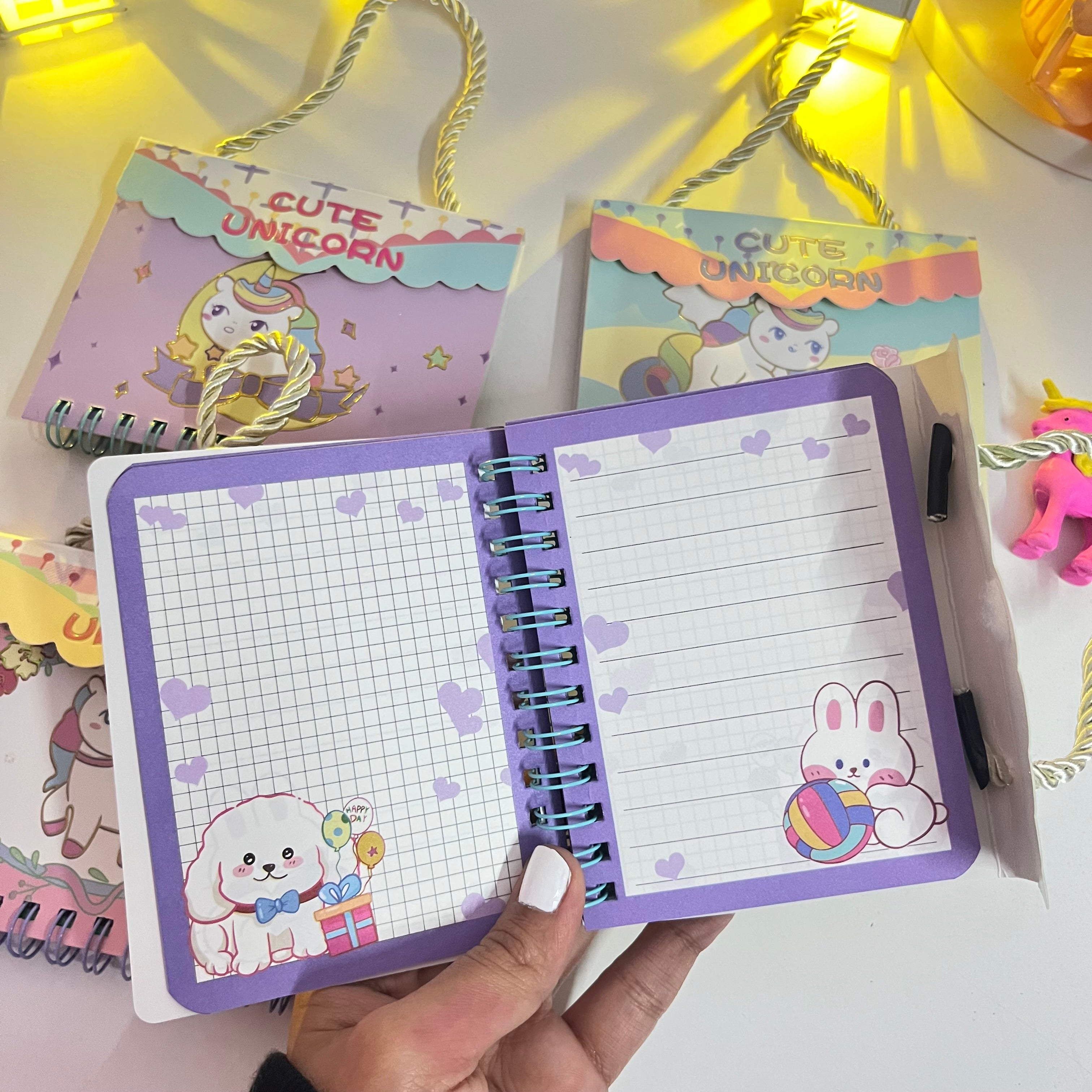 Mini Unicorn Diary With Bag Style Straps - Image 3