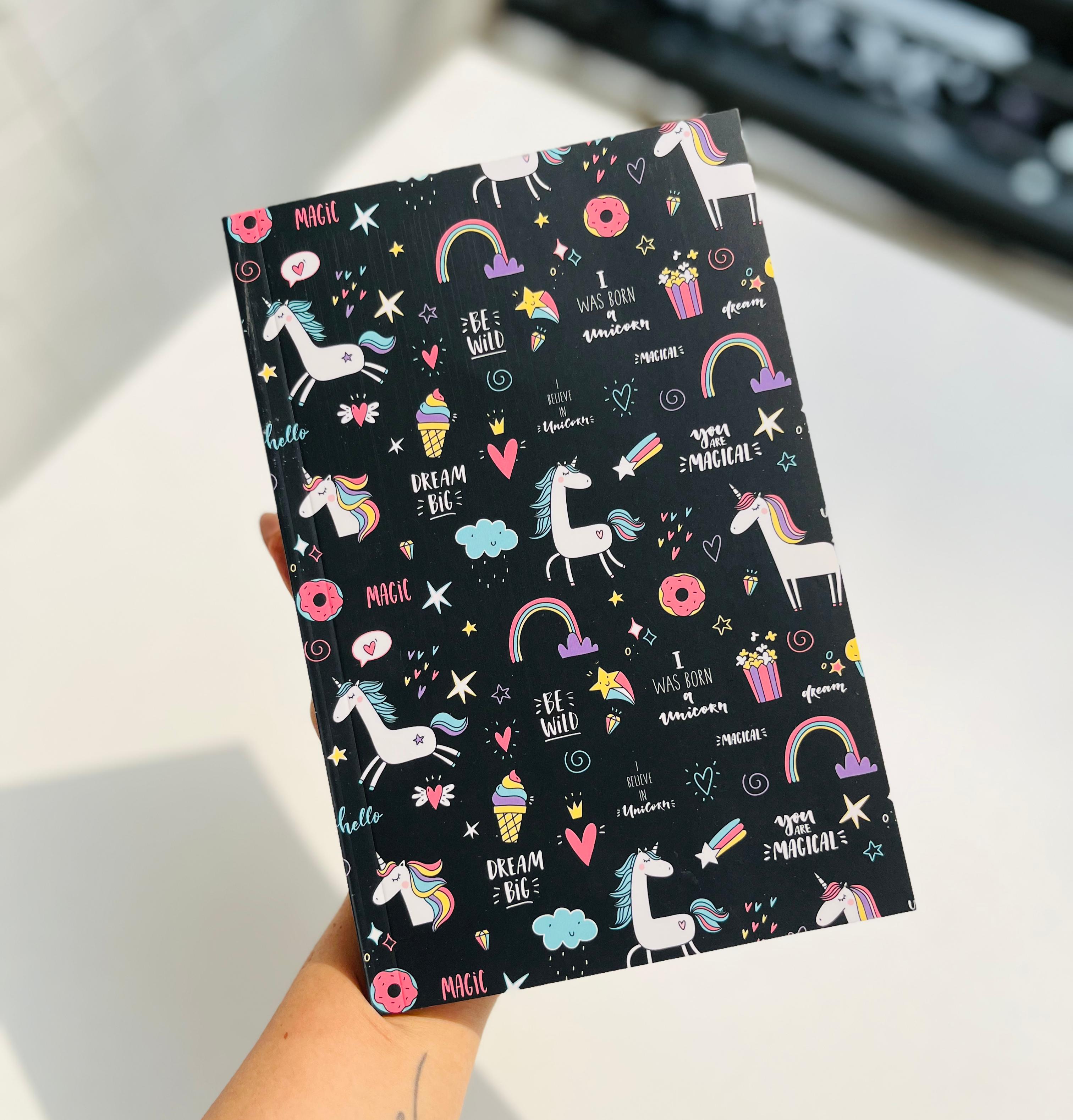 Black Unicorn Doodle A5 Diary/Notebook