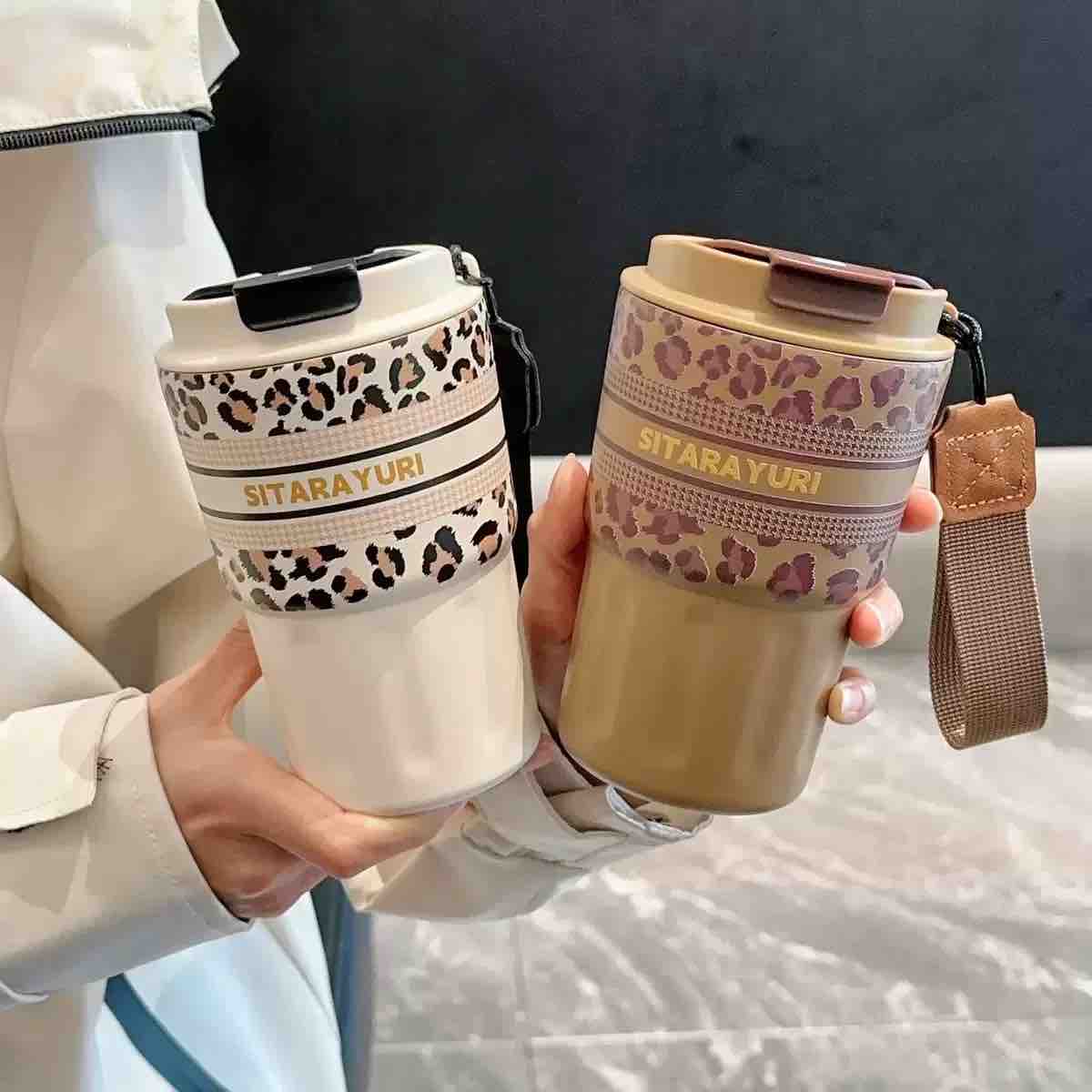 SITARAYURI Leopard Print Travel Mug / Insulated Steel Tumbler - Image 11