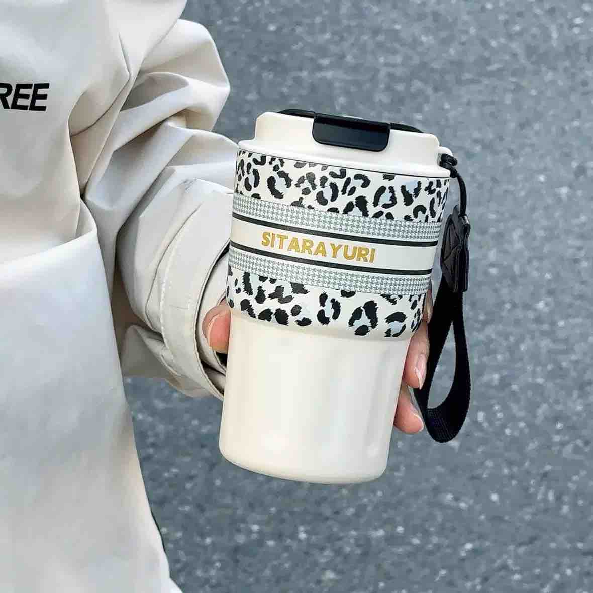 SITARAYURI Leopard Print Travel Mug / Insulated Steel Tumbler - Image 4