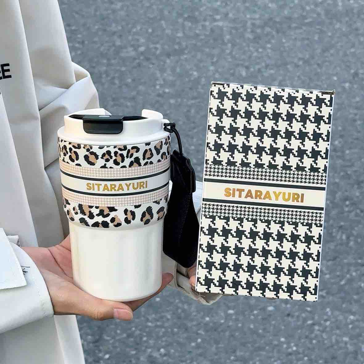 SITARAYURI Leopard Print Travel Mug / Insulated Steel Tumbler - Image 6