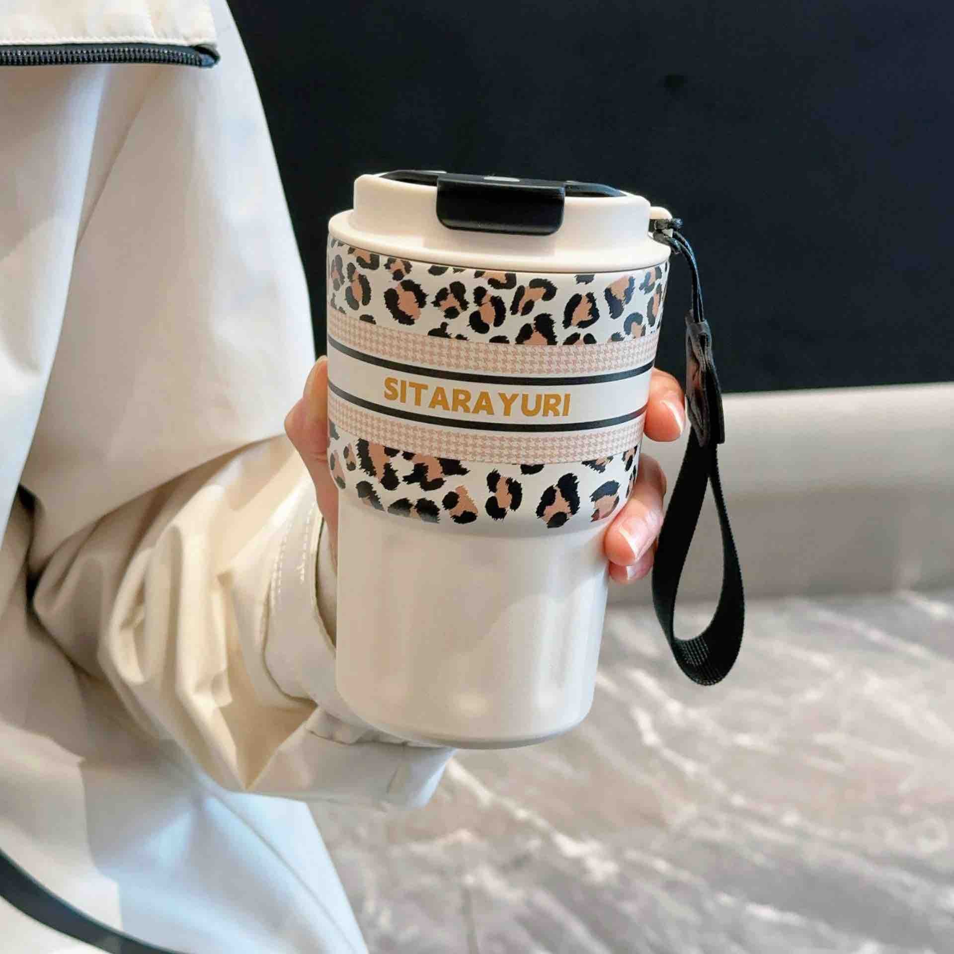 SITARAYURI Leopard Print Travel Mug / Insulated Steel Tumbler - Image 8