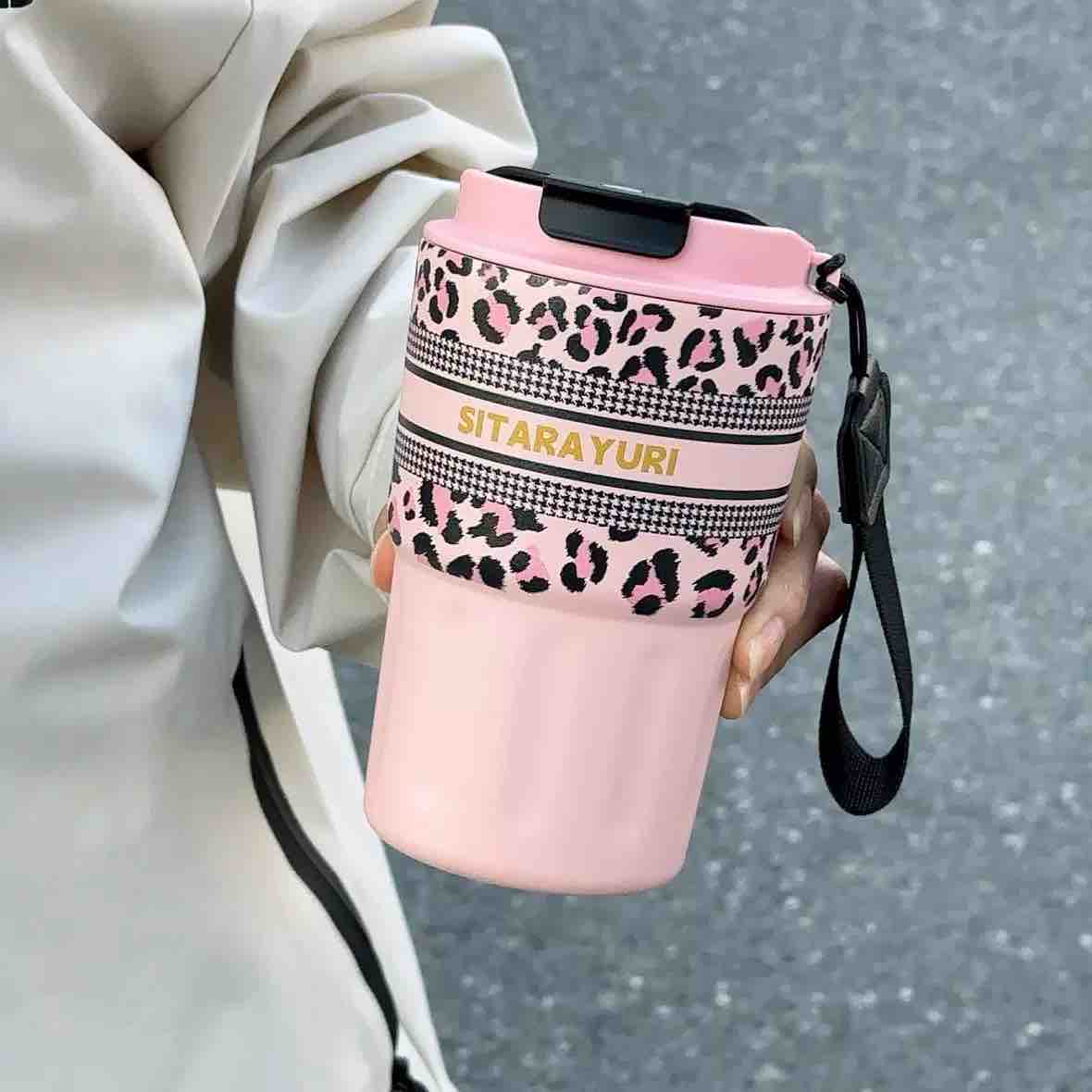 SITARAYURI Leopard Print Travel Mug / Insulated Steel Tumbler - Image 9