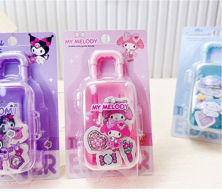 Sanrio Mini Suitcase Erasers Set