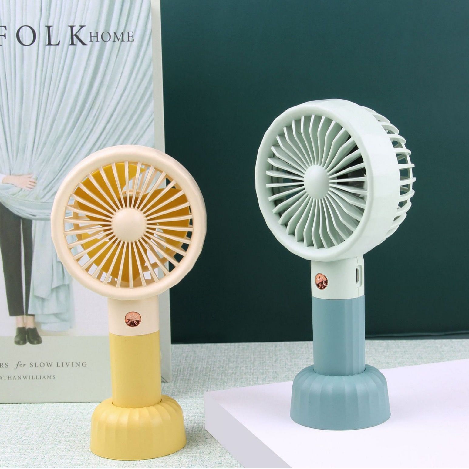 Retro Portable USB Handfan with Ringlight - Image 2