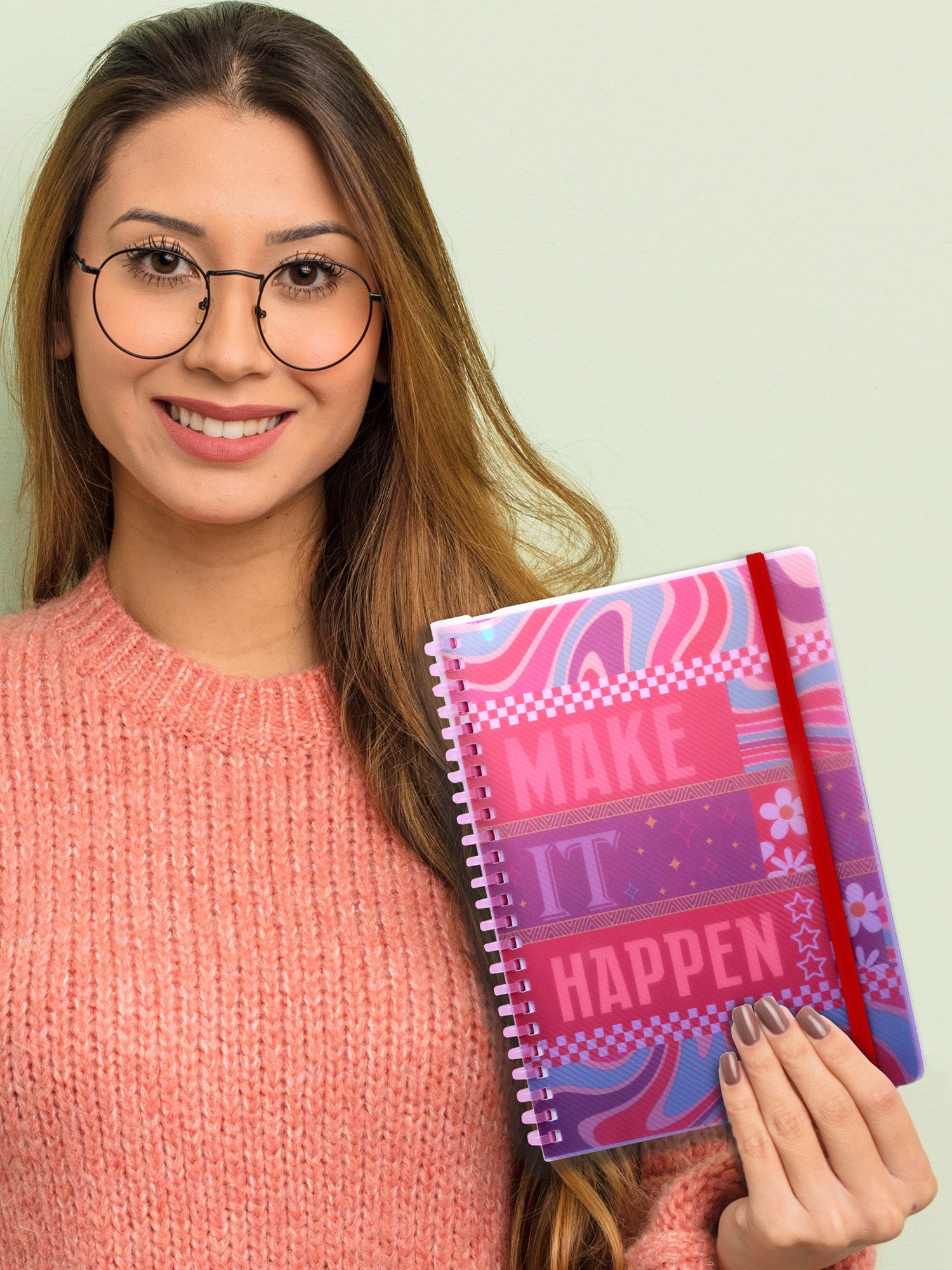 A5 Soft Spiral Bound Notebook with Pen (Red) - Success Starter - Image 3