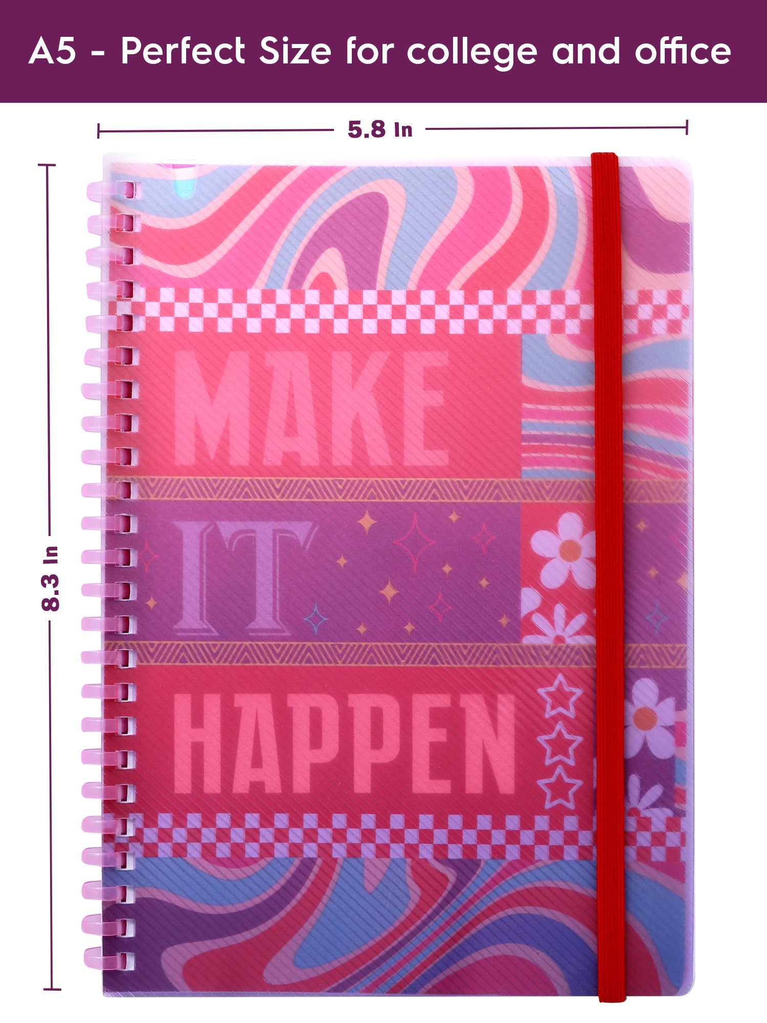 A5 Soft Spiral Bound Notebook with Pen (Red) - Success Starter - Image 7