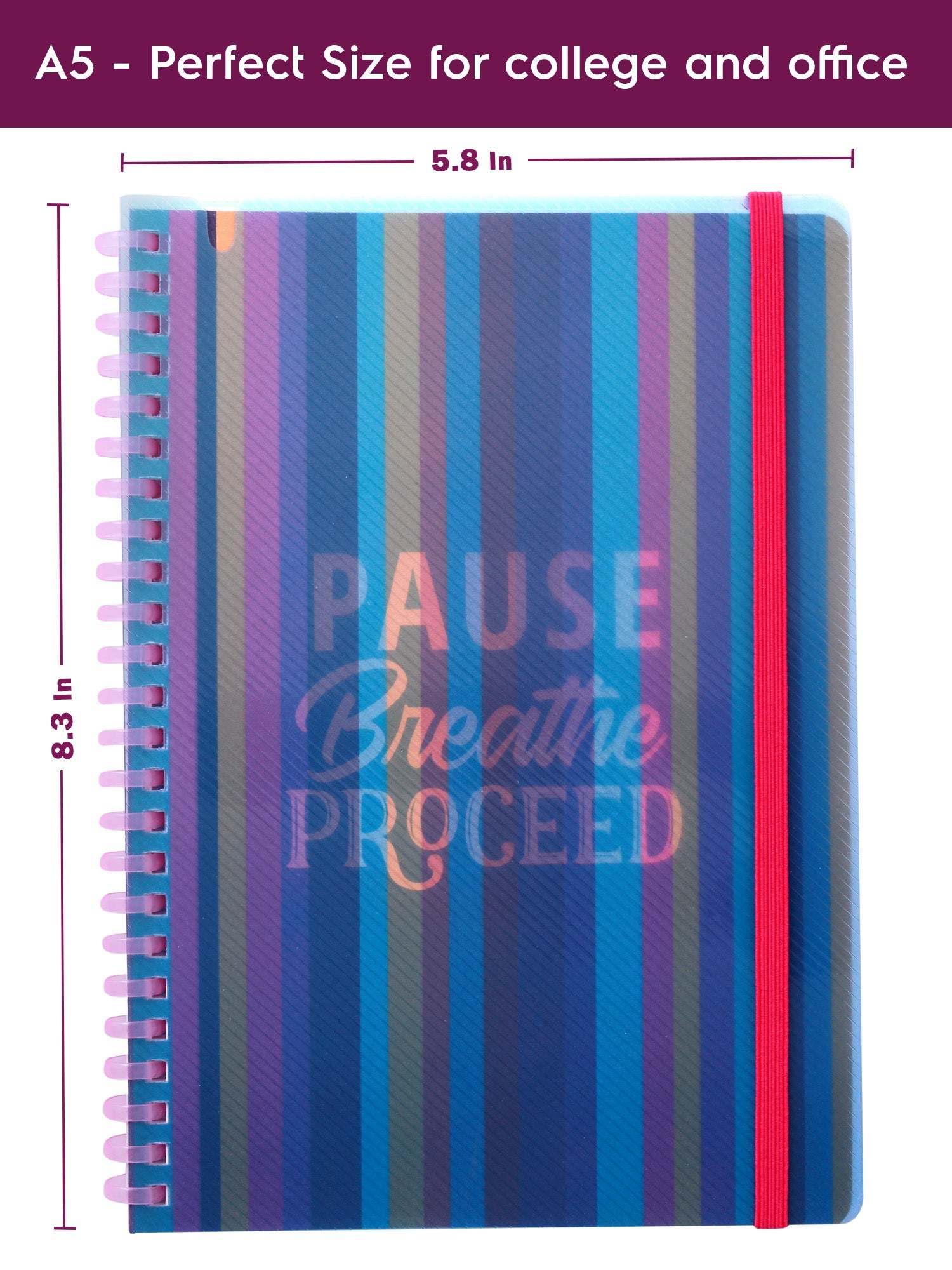 A5 Soft Spiral Bound Notebook with Pen (Purple) - Peaceful Pause - Image 6