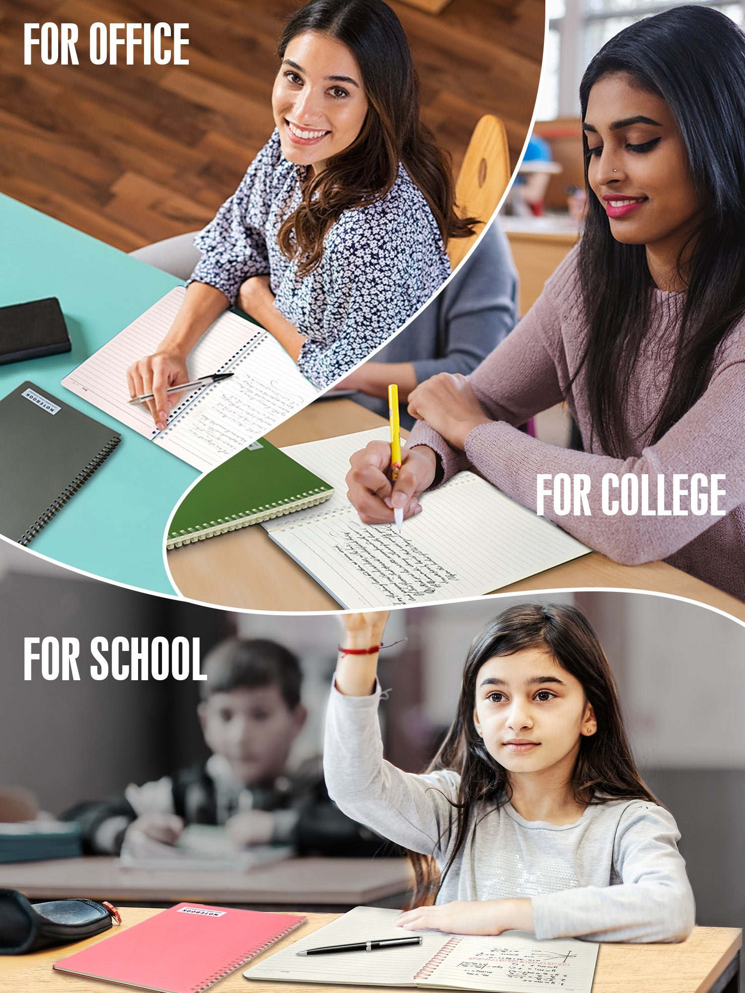 Set of 4 B5 Soft Wiro Notebook with 3 Pen Set - (Black, Blue, Green & Pink) - Image 8