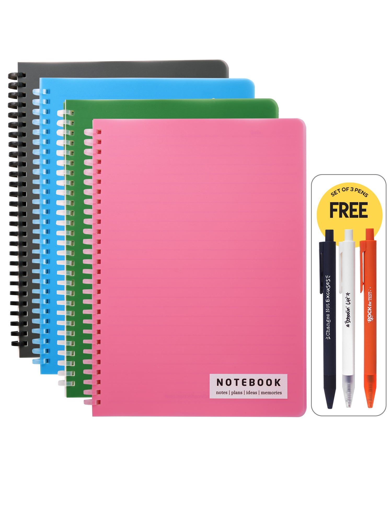 Set of 4 B5 Soft Wiro Notebook with 3 Pen Set - (Black, Blue, Green & Pink) - Image 9