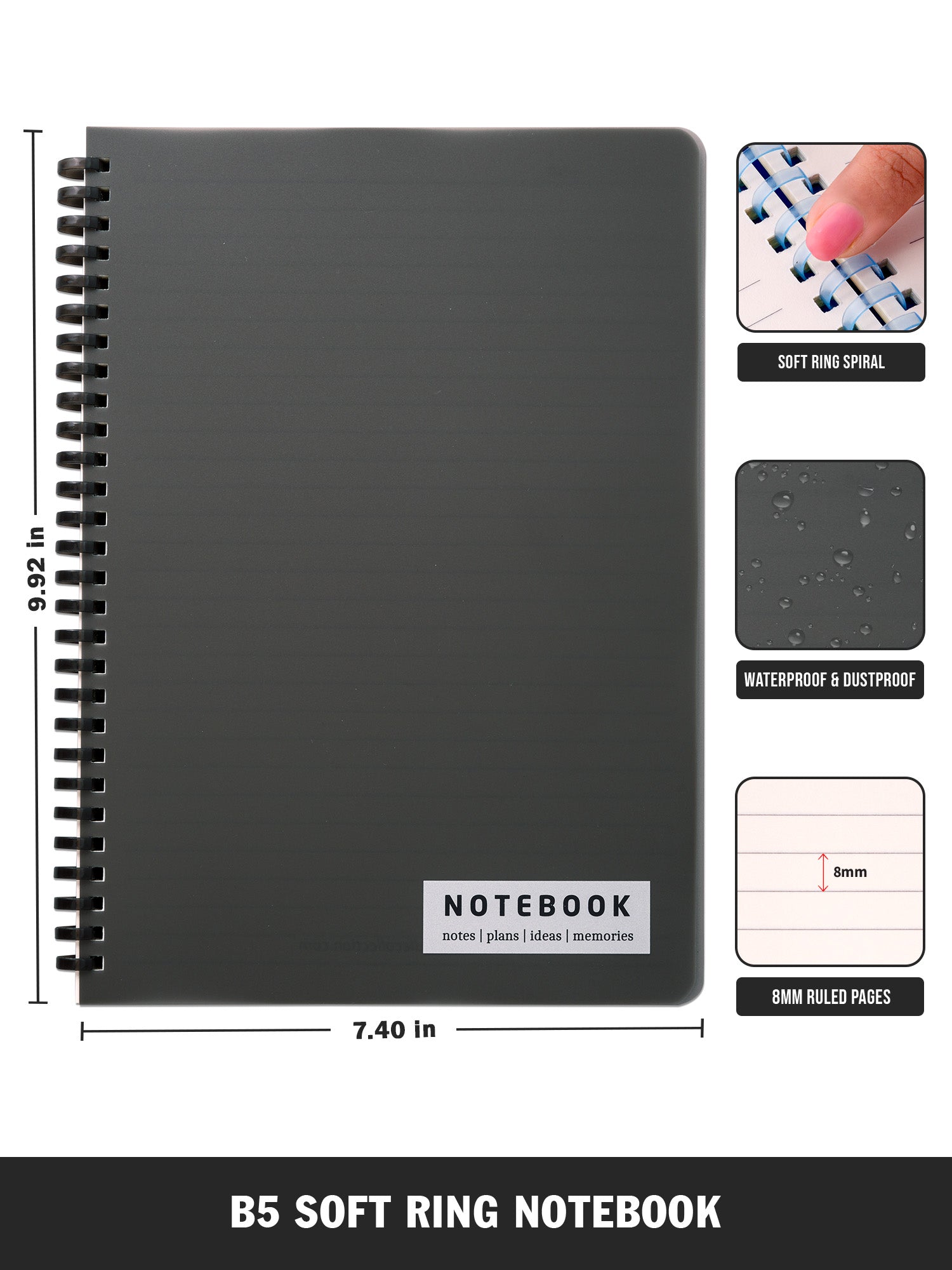 B5 Soft Wiro Notebook - Black - Image 5