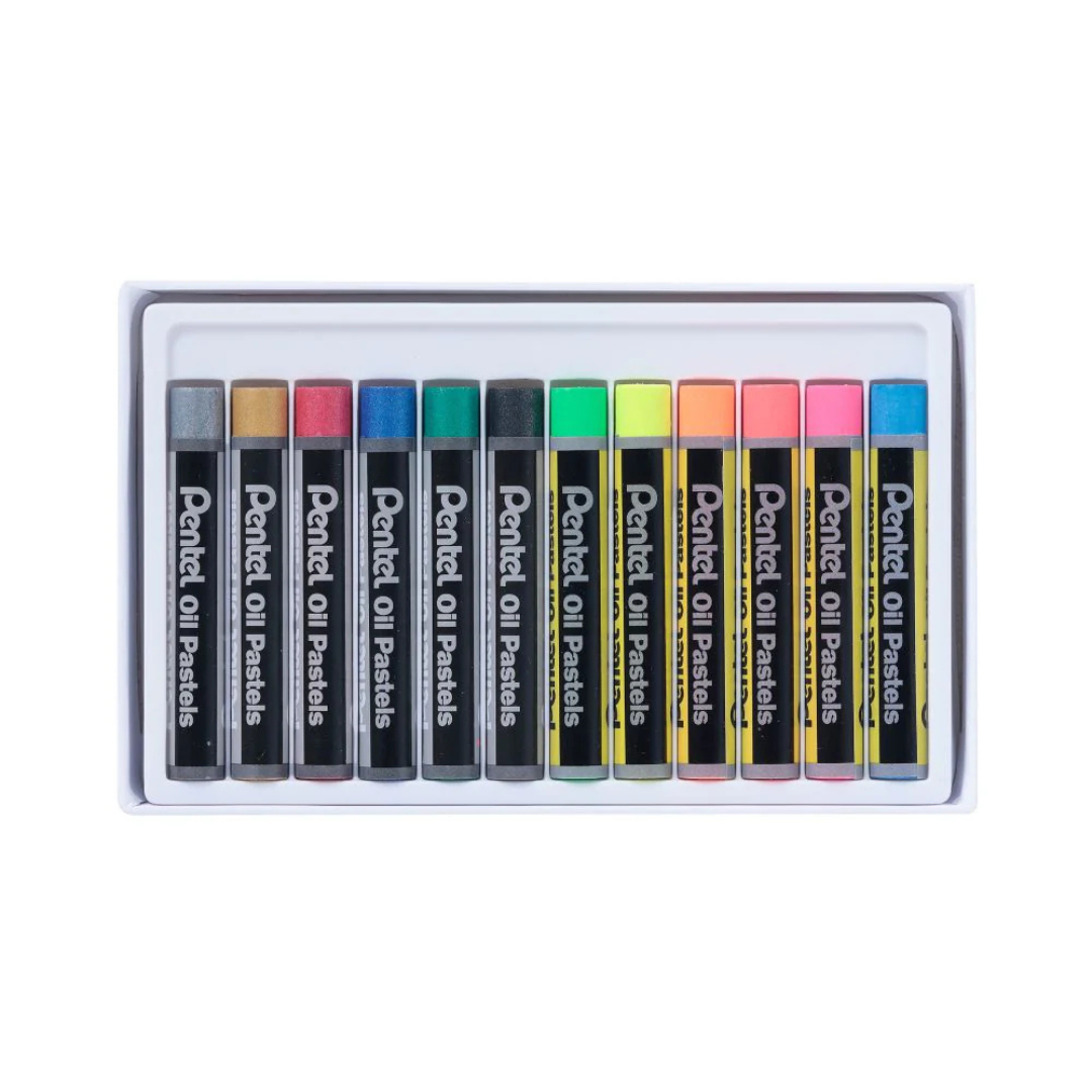 Pentel Oil Pastels Metallic & Fluorescent Colours (Pack of 12) - Image 3