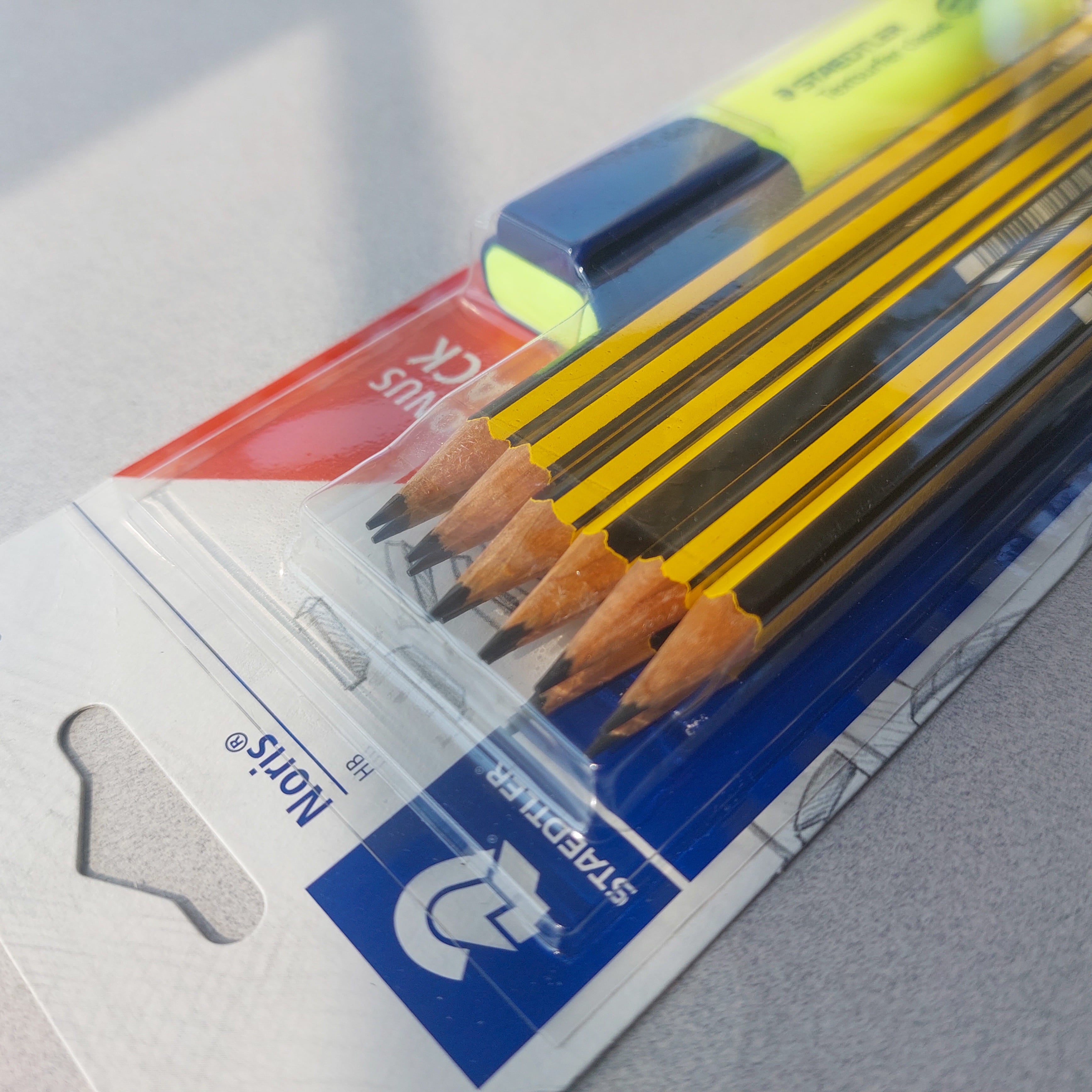 Staedtler Noris HB Pencils (12 pcs set) with Bonus Neon Highlighter - Image 3