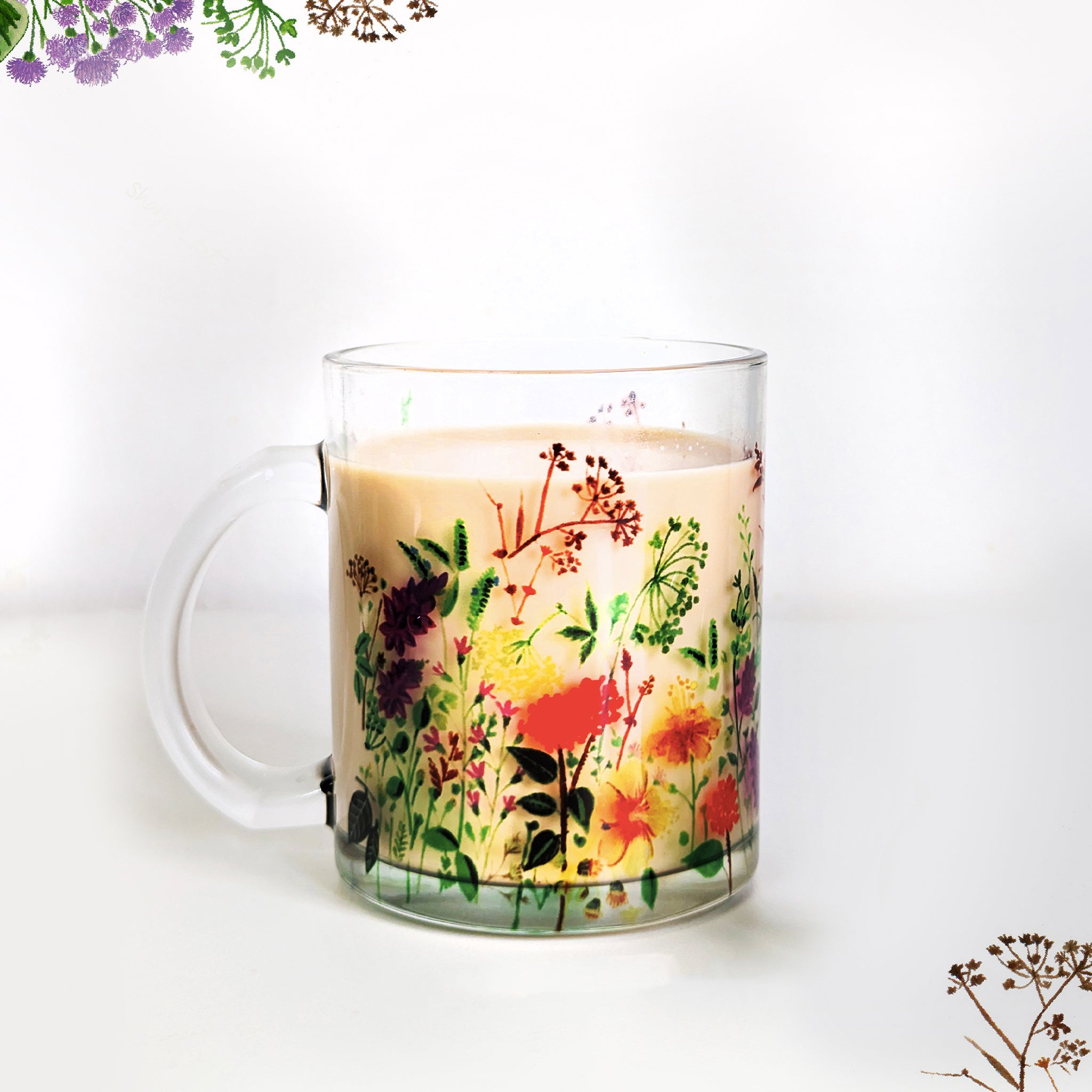 Wild Violets- Glass Mug - Image 2